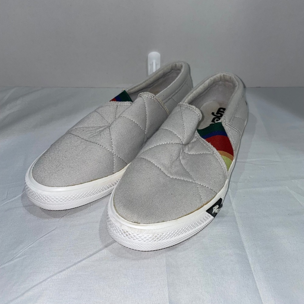 Tigerbear Republic Gray Quilted Rainbow Stripe Slip On Sneakers Womens 10W EU 42